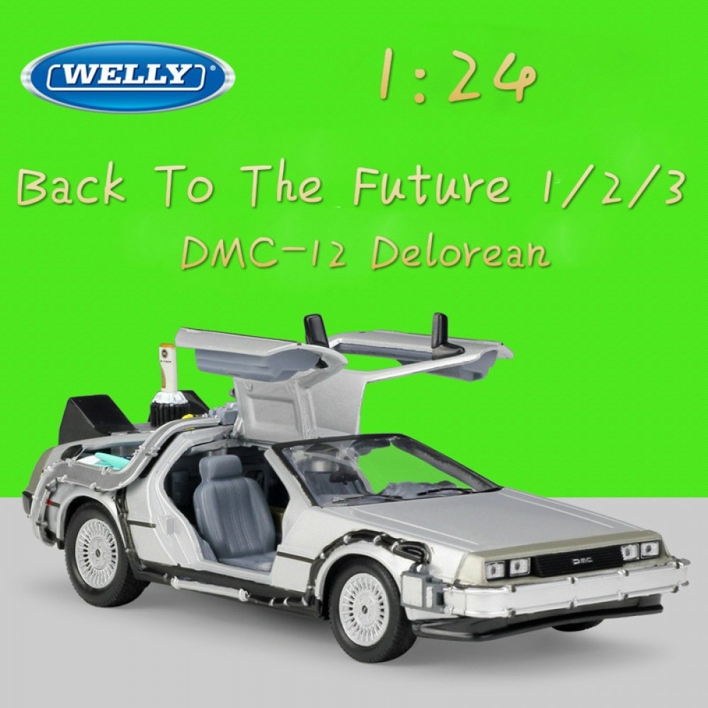 WELLY 1:24 Diecast Simulation Model Car DMC-12 Delorean Time Machine Back To The Future Cars Toys Metal Toy Cars Gift Collection