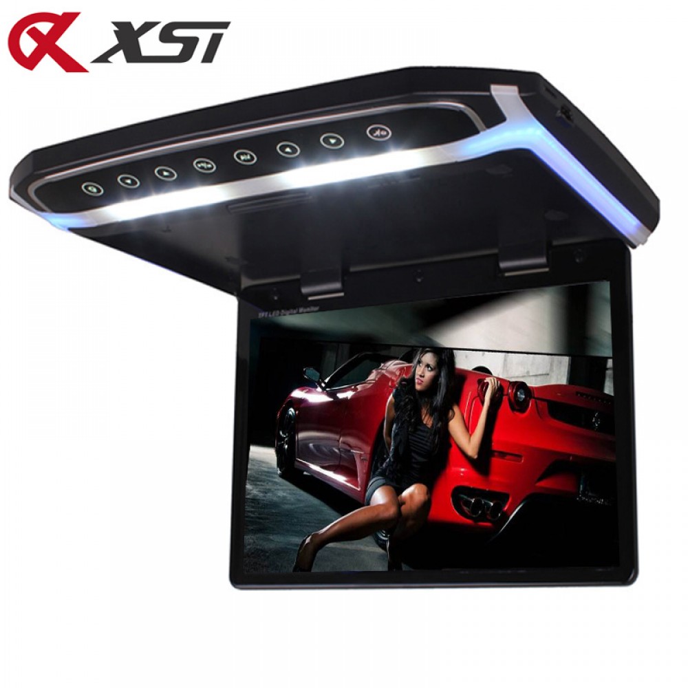 XST 15.6 Inch Car Roof Mount Monitor Flip Down TFT LCD Player Support 1080P USB FM HDMI SD Touch Button Ceiling MP5 Player