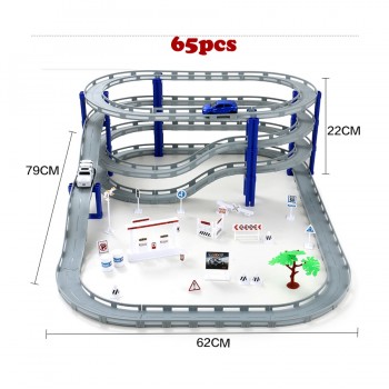 DIY Electric Railway Racing Track Toys,Multi-Track Rail with Racing Cars Building Playset Educational Assembly toys For Children