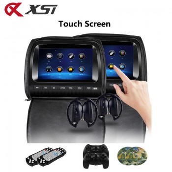 XST 2PCS 9 Inch Touch Screen Car Headrest Monitor DVD Video Player Zipper Cover TFT LCD IR/FM Transmitter/USB/SD/Speaker/Game
