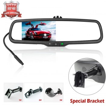 4.3 Inch HD 800*480 Car Rearview Mirror Monitor 2CH Video Input For Car Rear View Camera Parking Assistance Car Video Player