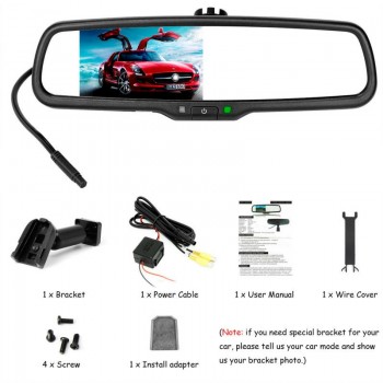 4.3 Inch HD 800*480 Car Rearview Mirror Monitor 2CH Video Input For Car Rear View Camera Parking Assistance Car Video Player