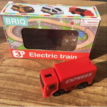 w128 Kids Electric Train Toys Magnetic Slot Electric Train with Two Carriages Thomas Wood Toy FIT Thomas track wooden track Brio