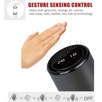 HEPA Filter Air Purifier with Gesture Control Blue Night Light Car Air Freshener Anion Car Air Purifiers best for Car Home Gray