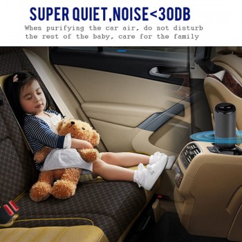 HEPA Filter Air Purifier with Gesture Control Blue Night Light Car Air Freshener Anion Car Air Purifiers best for Car Home Gray