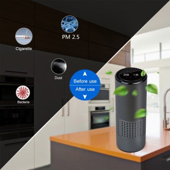HEPA Filter Air Purifier with Gesture Control Blue Night Light Car Air Freshener Anion Car Air Purifiers best for Car Home Gray