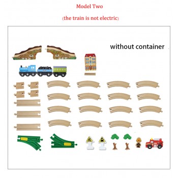 9 in 1 Wooden Railway The train Toys Wooden Track  Kids Train Set Wood Railing