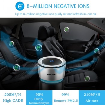 12V Car Air Purifier Negative Ions Air Cleaner Ionizer Air Freshener Auto Mist Maker Pm2.5 Eliminator Cup Car Charger