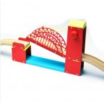 EDWONE Red Suspension Bridge Wood Track Thomas Wooden Train Track Railway Accessories Toy Thomas Train  Brio Gifts For Kids