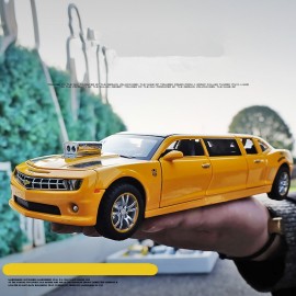 Lengthened yellow Comalo car model,high quality 1:32 alloy pull back cars,musicalamp; flashing 6 open the doors,free shipping
