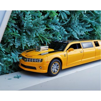 Lengthened yellow Comalo car model,high quality 1:32 alloy pull back cars,musicalamp; flashing 6 open the doors,free shipping