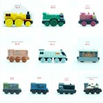 EDWONE DIY Mini Wood Toy Magnetic Wooden Train Small Car Trains Anime Locomotives Toy Educational Model for Kids Gift