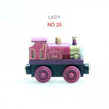 EDWONE DIY Mini Wood Toy Magnetic Wooden Train Small Car Trains Anime Locomotives Toy Educational Model for Kids Gift