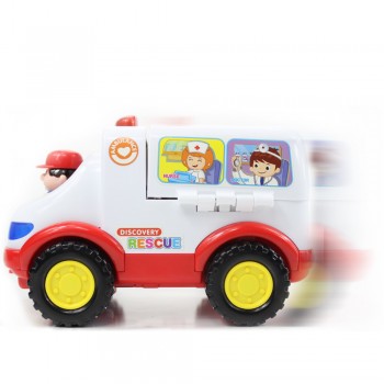 2-in-1 Ambulance Doctor Vehicle Set Baby Toys Pretend Doctor Set and Medical Kit Inside Bump and Go Toy Car with Lights amp; Sounds