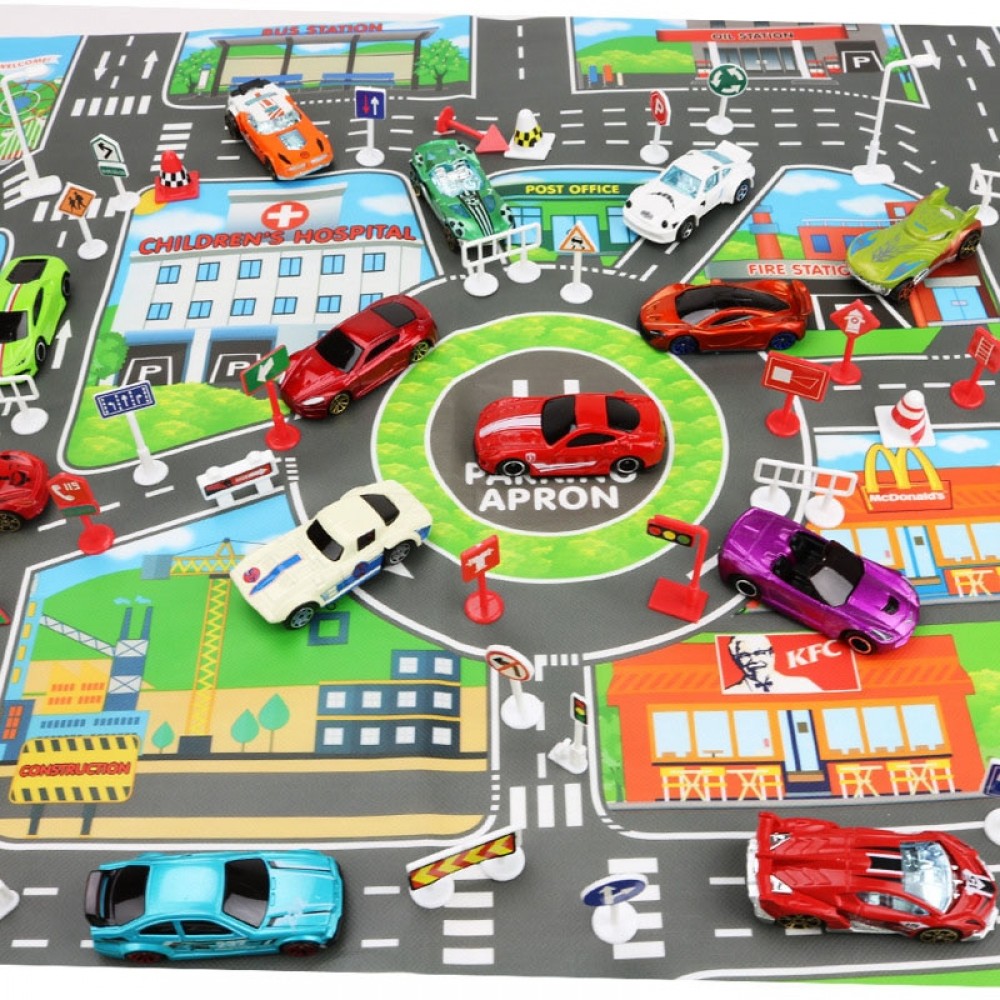 83*57CM Kids Toys City Parking Lot Roadmap Map DIY Car Model Toys Climbing Mats English Version