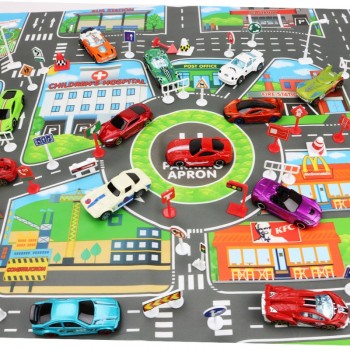 83*57CM Kids Toys City Parking Lot Roadmap Map DIY Car Model Toys Climbing Mats English Version