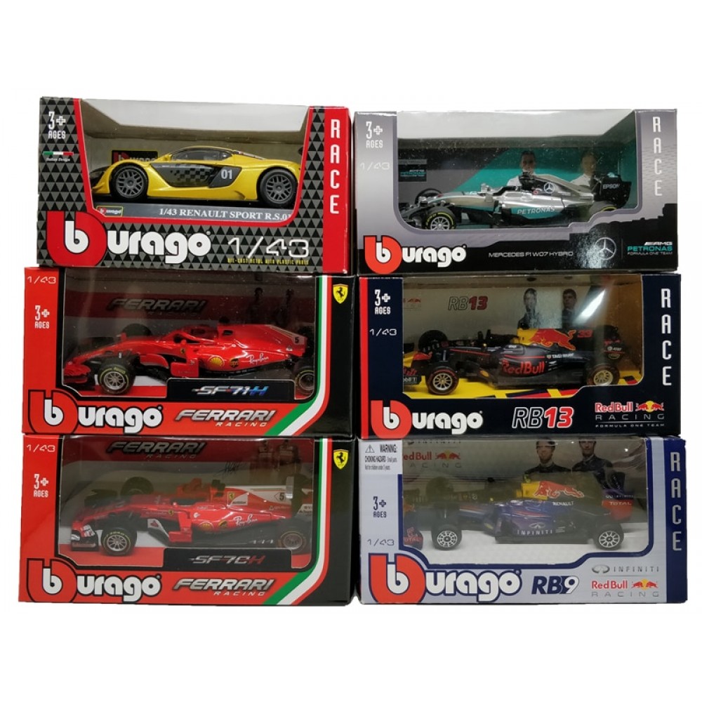 BBurago 2018 F1 Formula One 1:43 RedBull W05 W07 SF71H SF70H SF16 RB13 Diecast Racing Model Car Toy Cars
