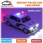 Scale LADA Russian Police Car, Diecast Models, Boy Toys With Gift Box/Openable Doors/Pull Back Function/Music/Light