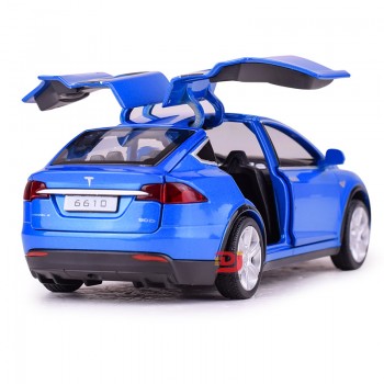 1:32 Alloy Car Model Tesla MODEL X90 Metal Diecast Toy Vehicles Car With Pull Back Flashing Musical Gift For Childrens Race Car