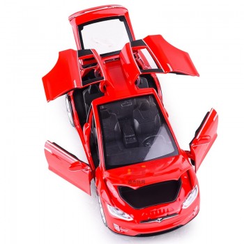 1:32 Alloy Car Model Tesla MODEL X90 Metal Diecast Toy Vehicles Car With Pull Back Flashing Musical Gift For Childrens Race Car