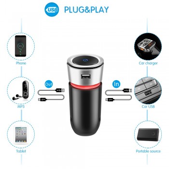 Onever Car Air Purifier Anion Air Freshener with Touch Switch Colorful LED Light / USB Charging Output / Touch  Remove PM2.5
