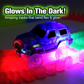 LED Light up Cars for Tracks Electronics Car Toys With Flashing Lights Fancy DIY Toy Cars For Kid Tracks parts Car for Children