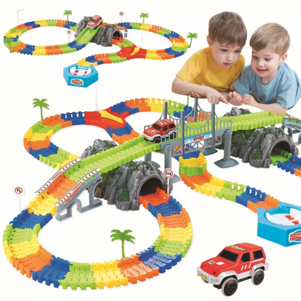 Railway Magical mini road luminous flexible railroad glowing race track Set 28/96/144/192PCS children cars toys for boys gift