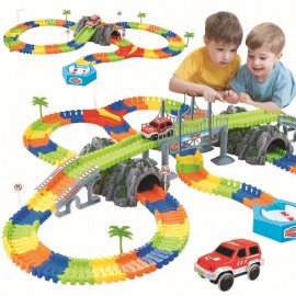 Railway Magical mini road luminous flexible railroad glowing race track Set 28/96/144/192PCS children cars toys for boys gift