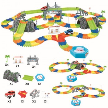 Railway Magical mini road luminous flexible railroad glowing race track Set 28/96/144/192PCS children cars toys for boys gift