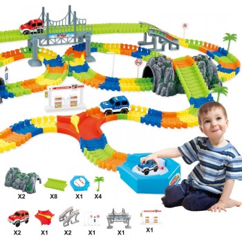 Railway Magical mini road luminous flexible railroad glowing race track Set 28/96/144/192PCS children cars toys for boys gift