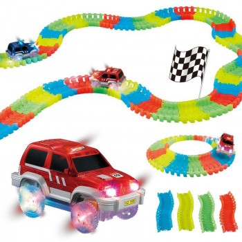 Railway Magical mini road luminous flexible railroad glowing race track Set 28/96/144/192PCS children cars toys for boys gift
