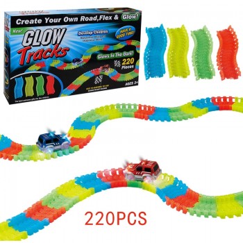Railway Magical mini road luminous flexible railroad glowing race track Set 28/96/144/192PCS children cars toys for boys gift