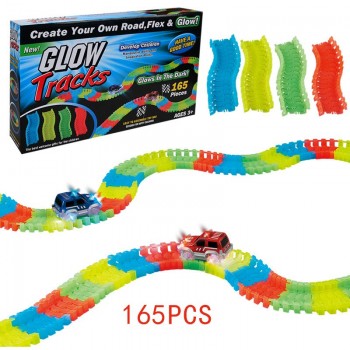 Railway Magical mini road luminous flexible railroad glowing race track Set 28/96/144/192PCS children cars toys for boys gift