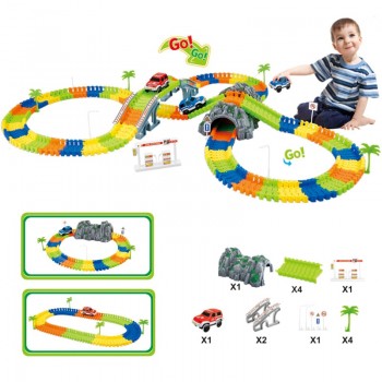 Railway Magical mini road luminous flexible railroad glowing race track Set 28/96/144/192PCS children cars toys for boys gift