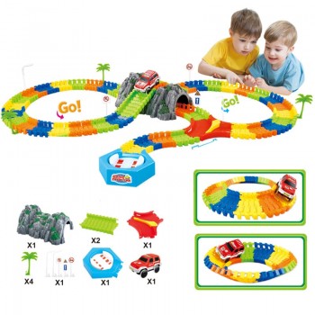 Railway Magical mini road luminous flexible railroad glowing race track Set 28/96/144/192PCS children cars toys for boys gift