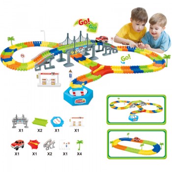 Railway Magical mini road luminous flexible railroad glowing race track Set 28/96/144/192PCS children cars toys for boys gift