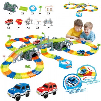 Railway Magical mini road luminous flexible railroad glowing race track Set 28/96/144/192PCS children cars toys for boys gift