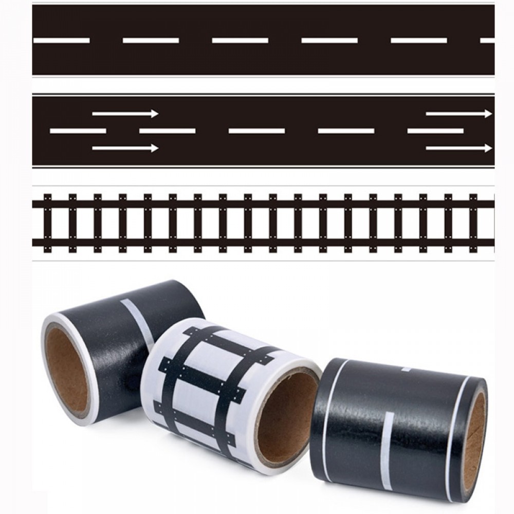 Railway Road Play traffic Washi Tape Sticker Wide Creative Roads Adhesive Masking Tape Scotch Road For Kids Toy Car Train Play