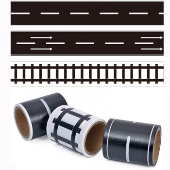 Railway Road Play traffic Washi Tape Sticker Wide Creative Roads Adhesive Masking Tape Scotch Road For Kids Toy Car Train Play