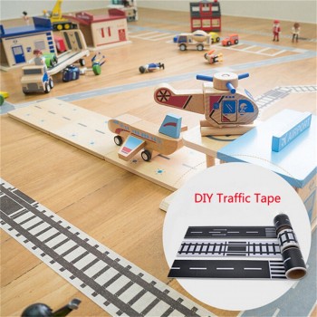Railway Road Play traffic Washi Tape Sticker Wide Creative Roads Adhesive Masking Tape Scotch Road For Kids Toy Car Train Play