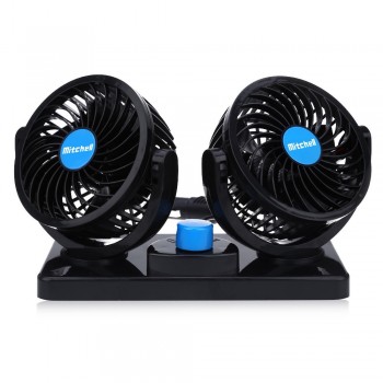 Mitchell 12V Mini Electric Car Fan Low Noise Summer Car Air Conditioner 360 Degree Rotating 2 Gears Adjustable Air Cooling Fan