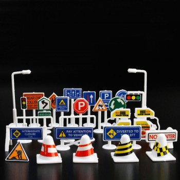 83*58CM Kids Toys City Parking Lot Roadmap Map DIY 28 Pcs Road Signs Car Model Climbing Mats Toys English Version Gift for Child