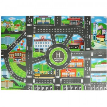 83*58CM Kids Toys City Parking Lot Roadmap Map DIY 28 Pcs Road Signs Car Model Climbing Mats Toys English Version Gift for Child