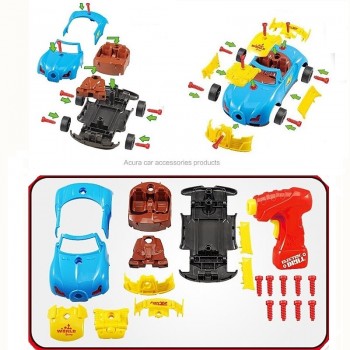 DIY Assembly Model Racing Car Kit Kids Drill Screws Toys Building Car With Lights and Sound Children Take Apart Tool Drill Toys