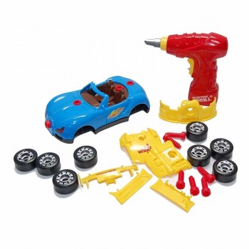DIY Assembly Model Racing Car Kit Kids Drill Screws Toys Building Car With Lights and Sound Children Take Apart Tool Drill Toys