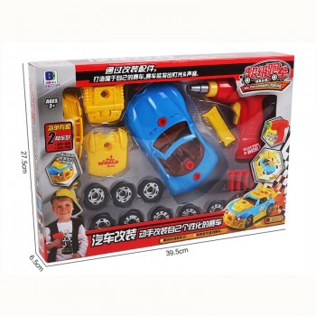 DIY Assembly Model Racing Car Kit Kids Drill Screws Toys Building Car With Lights and Sound Children Take Apart Tool Drill Toys