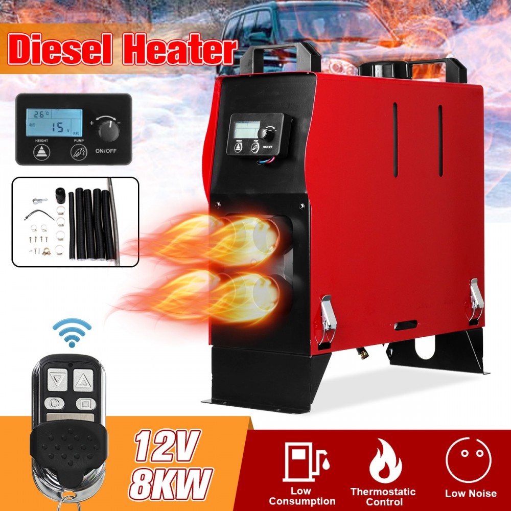 8KW 12V Integration 1/4 Holes Air Diesels air parking heater LCD Screen Switch Car Heater With Remote Control Saving Space