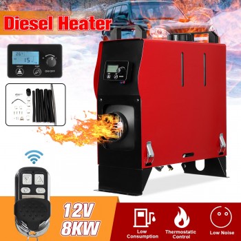 8KW 12V Integration 1/4 Holes Air Diesels air parking heater LCD Screen Switch Car Heater With Remote Control Saving Space