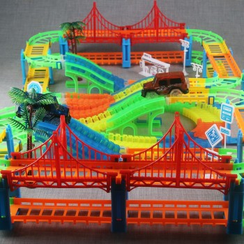 New Flexible Railway Racing Track Play Set DIY Bend Luminous Race Track car Electronic Flash Light Glowing Car Toys For Children