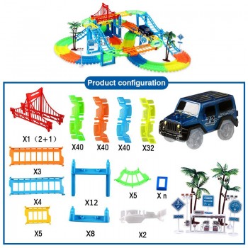 New Flexible Railway Racing Track Play Set DIY Bend Luminous Race Track car Electronic Flash Light Glowing Car Toys For Children